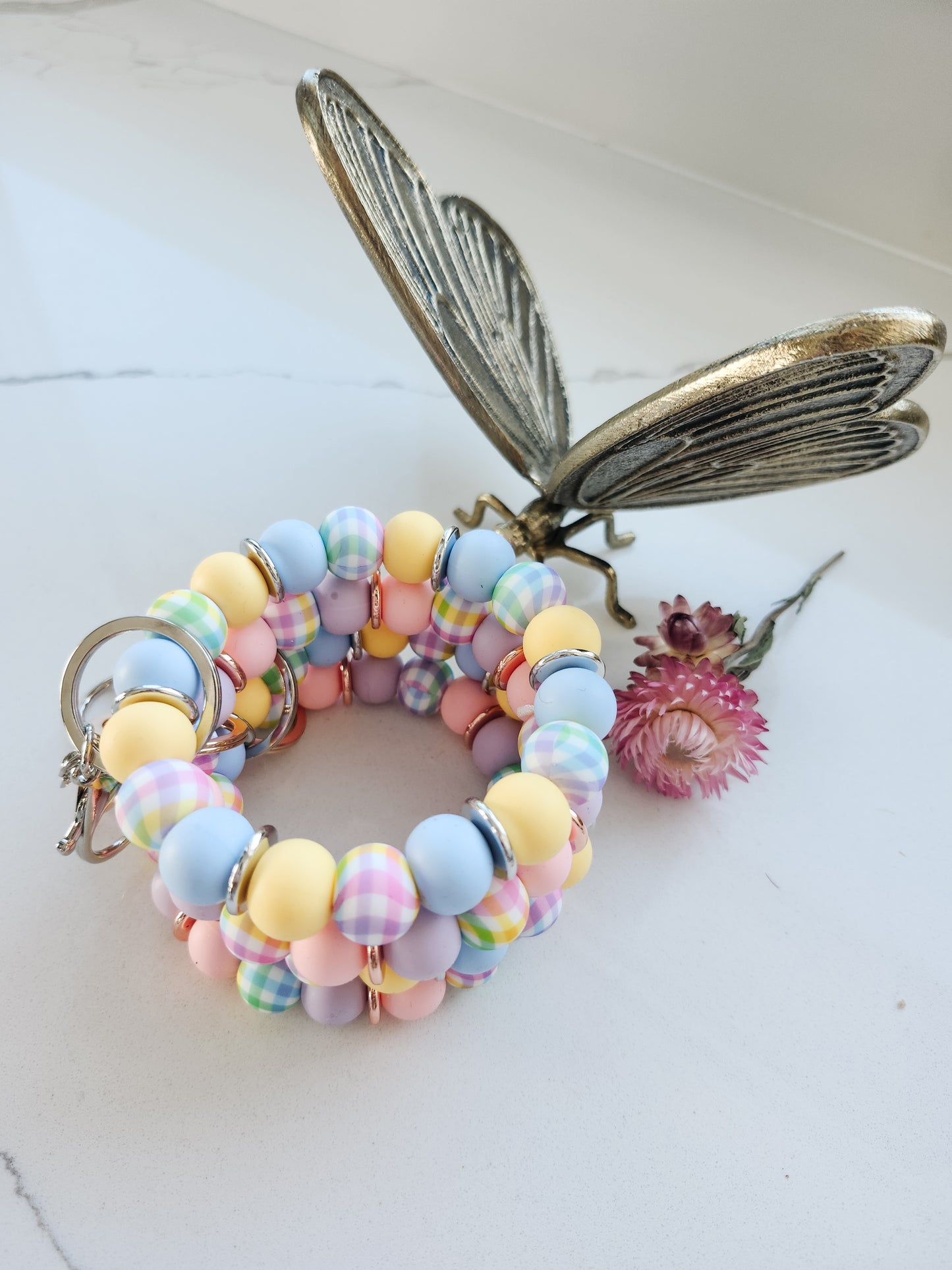 Spring Gingham Key-Wristlet