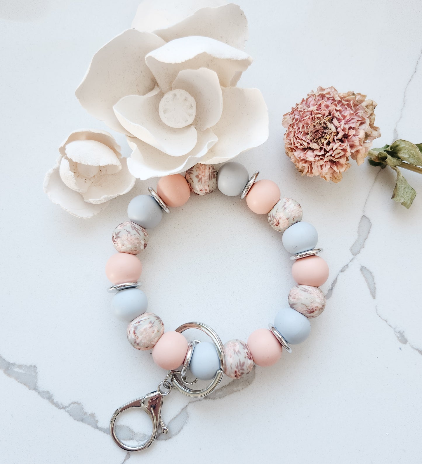 Antique Florals -Peach and Grey